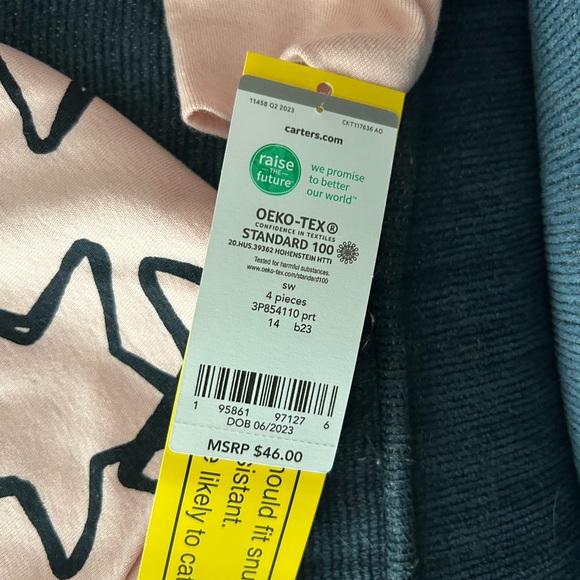 Carter's Starry Kids Pajama Set - Black and Pink - Picture 5 of 5